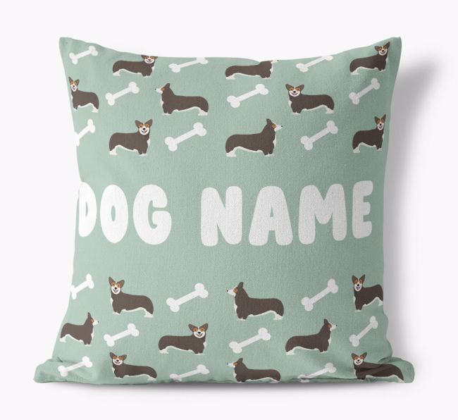 Bone Pattern: Personalized {breedFullName} Canvas Pillow